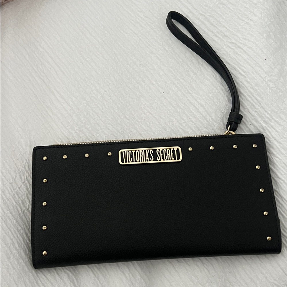 Victoria's Secret Black Wristlet with Gold Studs